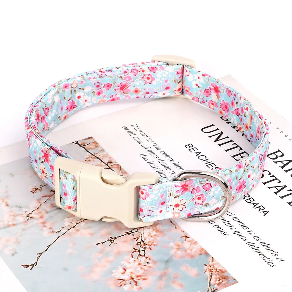 Adjustable Nylon Dog Collar with Floral Print for All Dog Sizes-My Little Pet