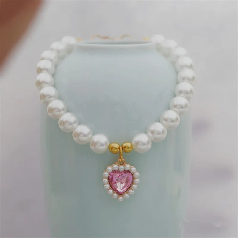 Elegant Adjustable Pearl Pet Necklace for Cats and Dogs-My Little Pet